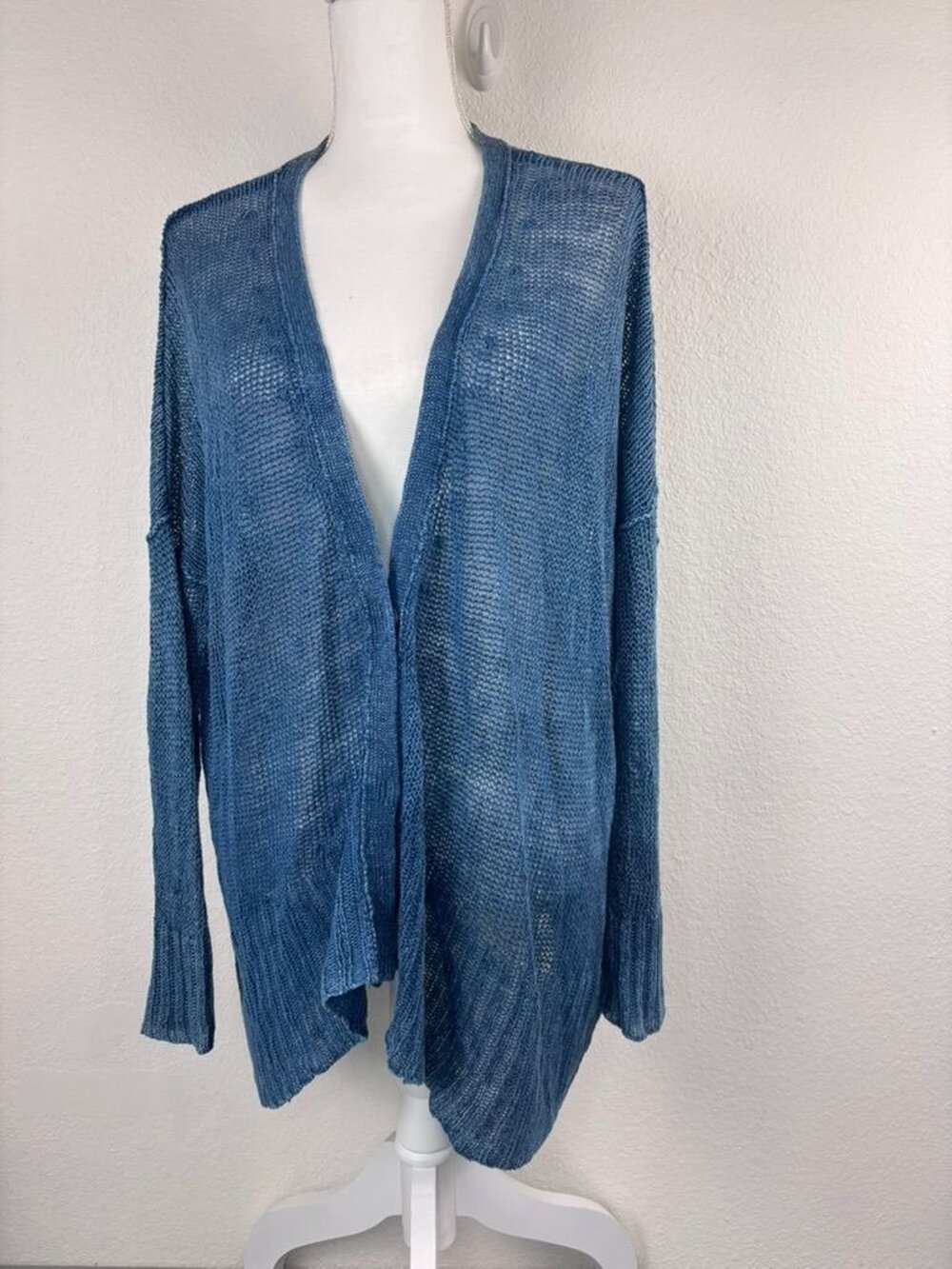 Free People women's small blue 100% linen oversized cardigan cottagecore‎ boho